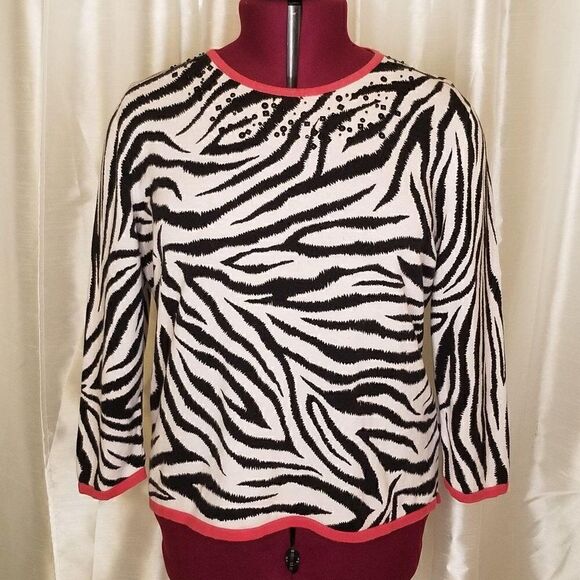 Alfred Dunner Zebra Pattern Top (Size L) - Picture 1 of 6